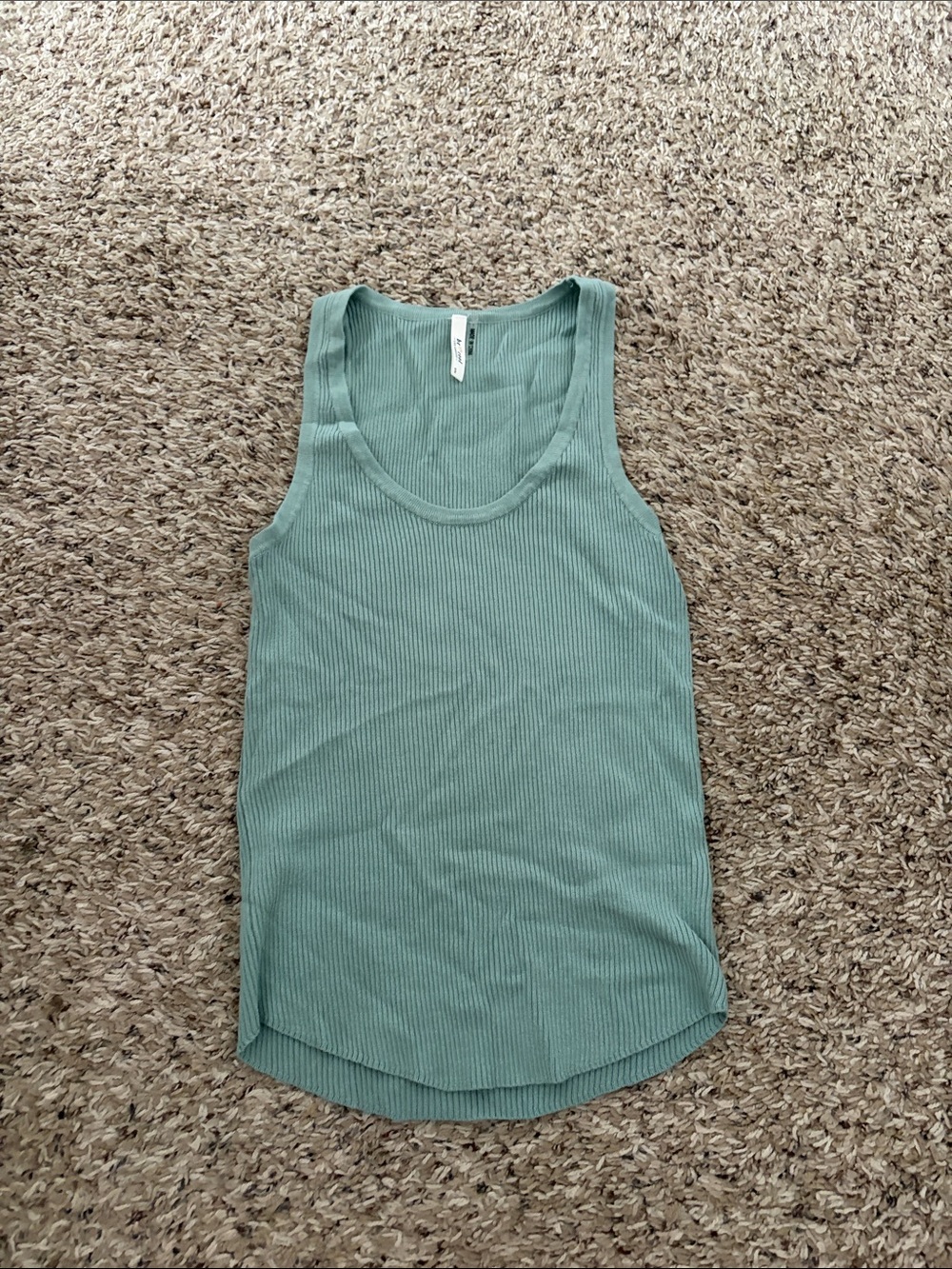 BE COOL Ribbed Scoop Tank Top - Sage